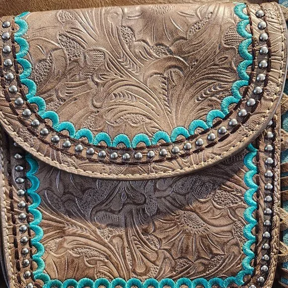 Montana West Purse / Brown and Turquoise - Picture 10 of 13